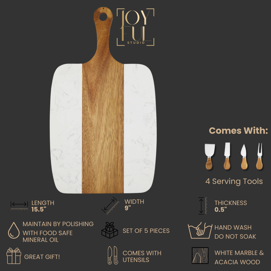 MARBLE + ACACIA SERVING BOARD SET