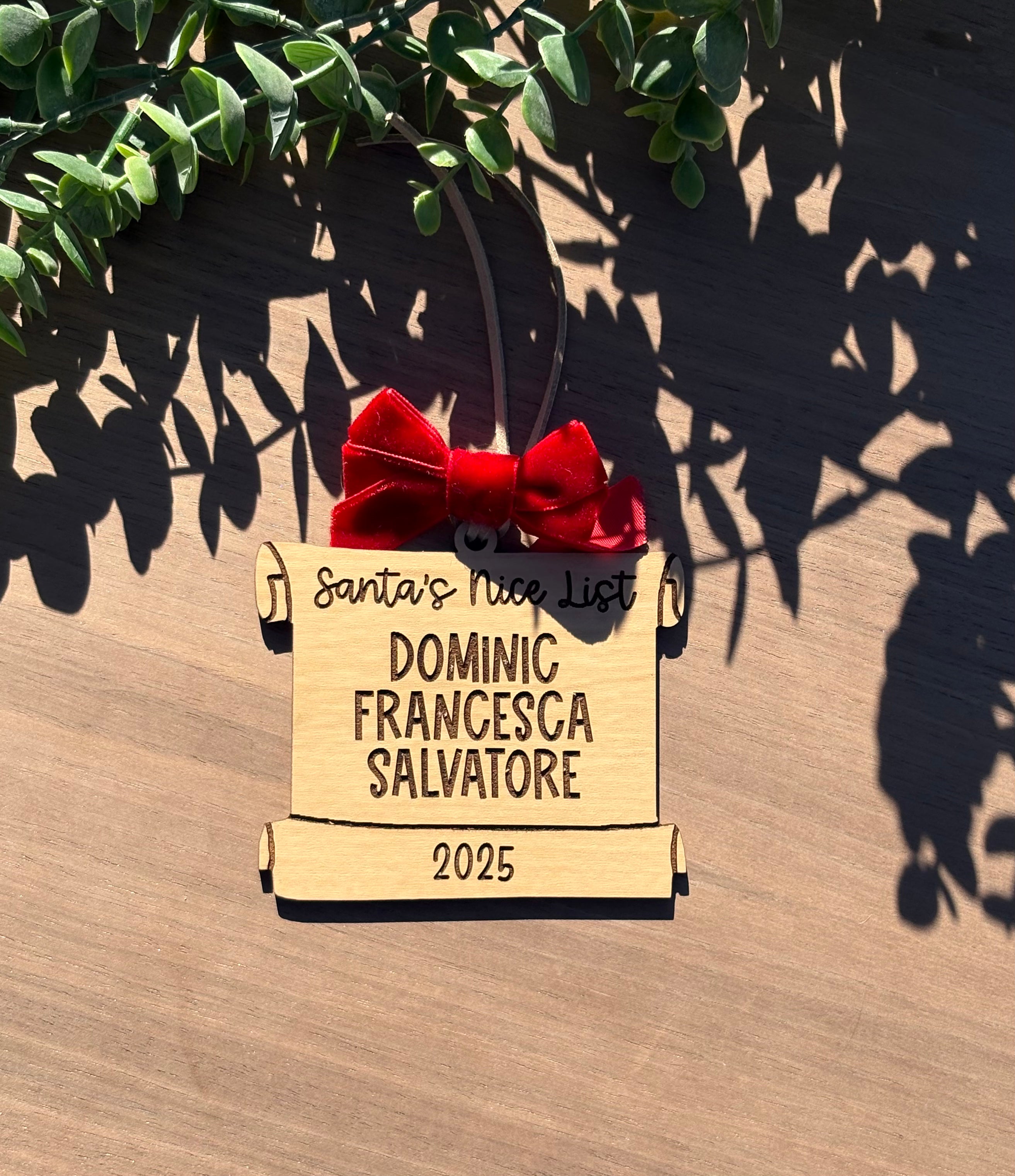 Santas Nice List Scroll Ornament