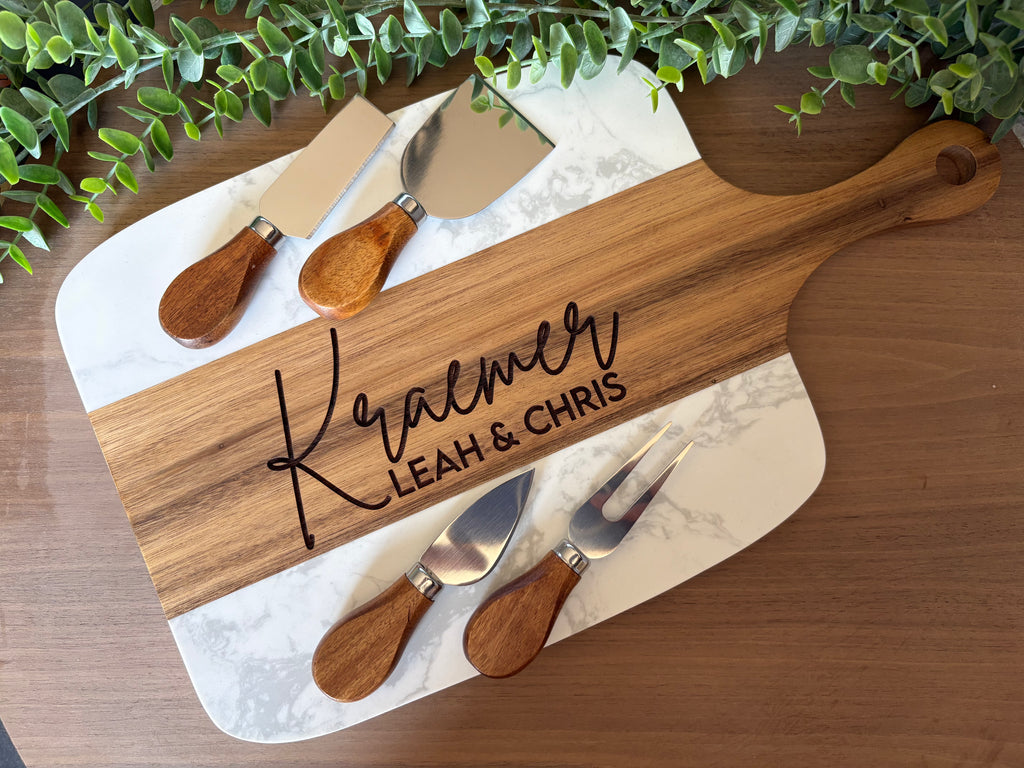 MARBLE + ACACIA SERVING BOARD SET
