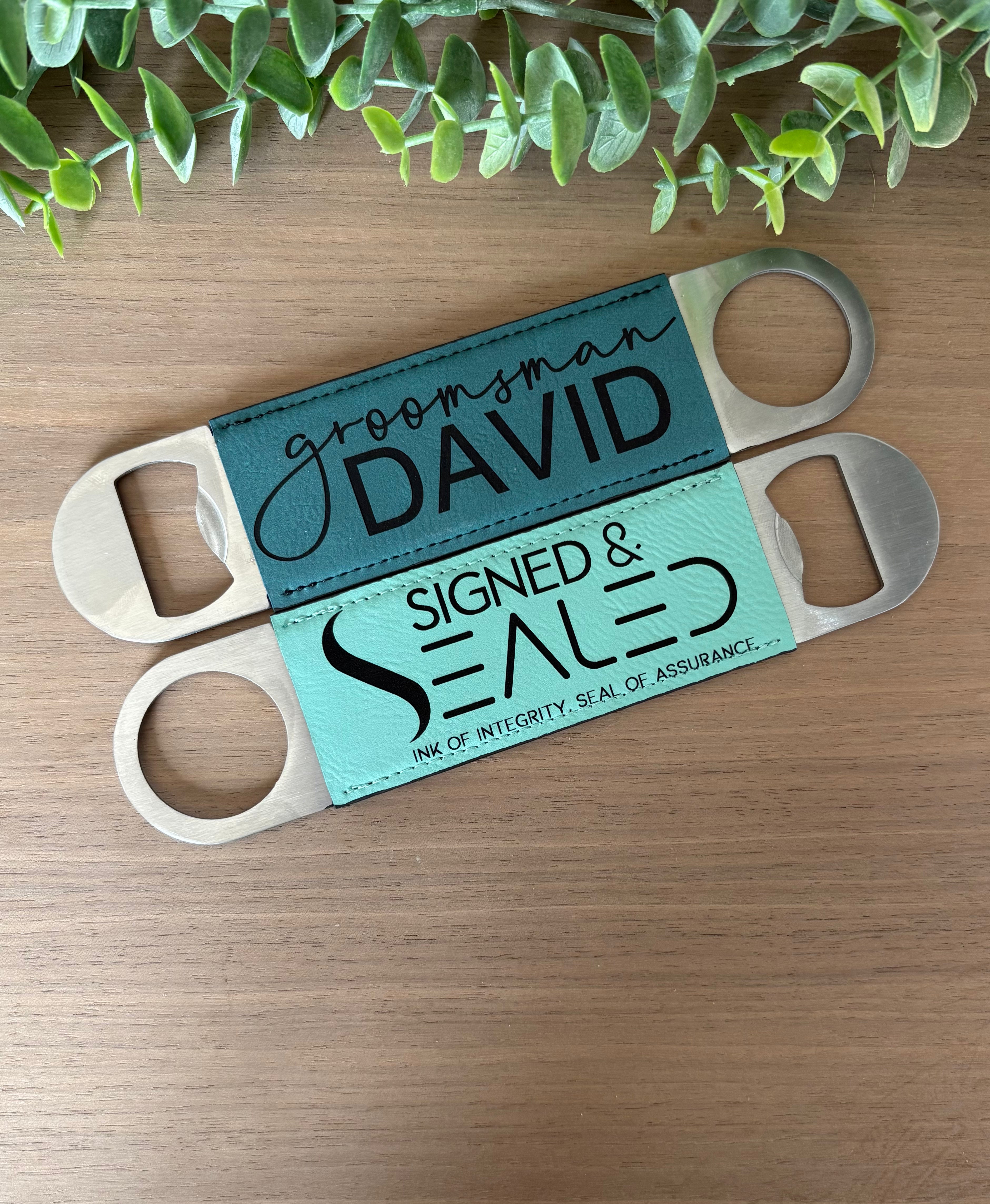 PERSONALIZED LEATHERETTE BOTTLE OPENER