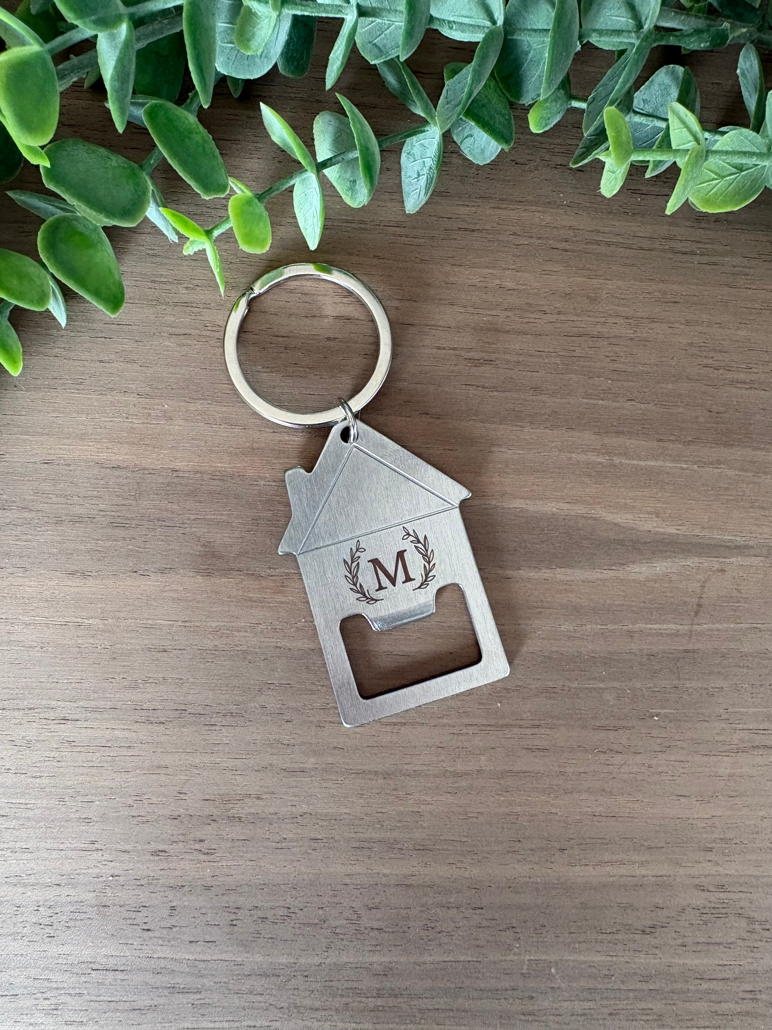 STAINLESS STELL HOUSE BOTTLE OPENER KEYCHAIN